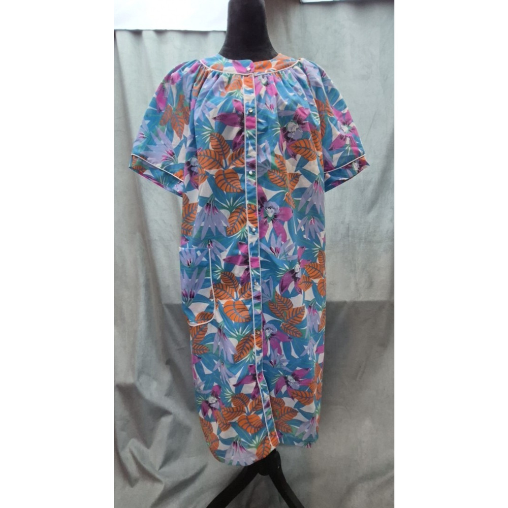 Collections Vintage 70s FlowerCore Muumuu Floral Caftan Dress Housecoat XL